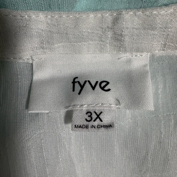 Fyve Ombre Teal White Button-Down Shirt Women size 3X - Picture 8 of 10